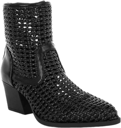 Artisole Woven Pleather Block Heel Boots