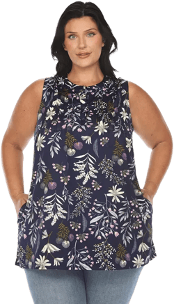 Plus Size Floral Sleeveless Tunic Top