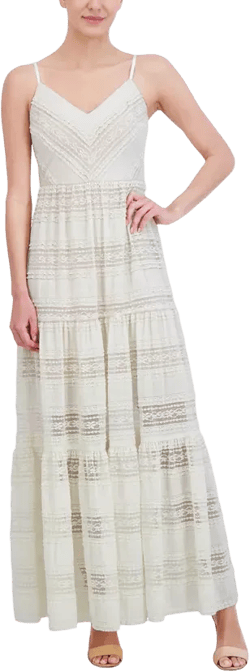 Eliza J Petite V-Neck Sleeveless Lace Maxi Dress