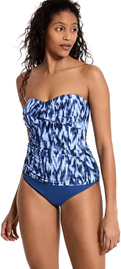 Women's Twist-Front Shirred Bandeau Tankini Top