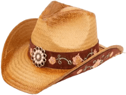 Cowboy Hat with Floral Trim Band and Stud
