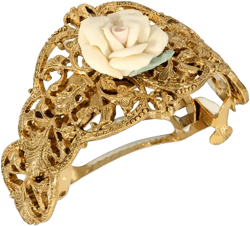 Women's Gold-Tone Porcelain Rose Ponytail Holder