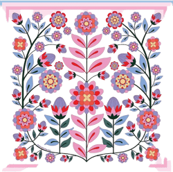 Double Sided Wool Silk Scarf Of Pink Garden