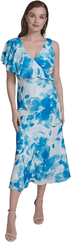 Women's Floral-Print Ruffled One-Shoulder Dress