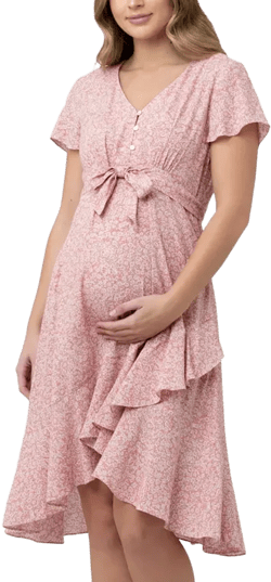 Maternity Vanessa Tie Front Floral Midi Dress