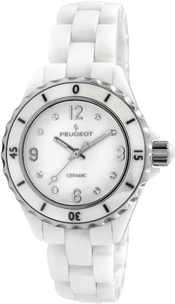 Women's 36mm White Genuine Ceramic Strap Watch with Sport Bezel