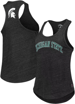 Women's Black Michigan State Spartans Two-Hit Intramural Tri-Blend Scoop Neck Racerback Tank Top