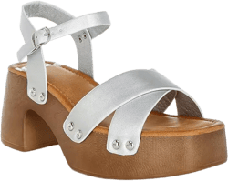 Morasa Metallic Pleather Clog Sandals