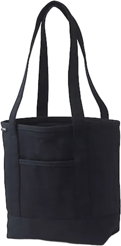 Medium Solid Color 5 Pocket Open Top Long Handle Canvas Tote Bag