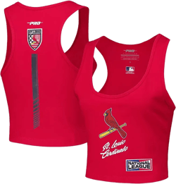 Women's Red St. Louis Cardinals Fast Lane Fitted Tri-Blend Cropped Tank Top