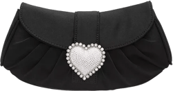 Crystal Heart Adorned Clutch Handbag