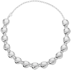 Polished Rhodium Pebble Choker Necklace