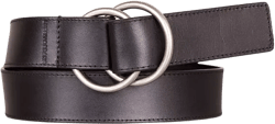 Women's Pull Back Leather Center Bar Buckle Belt