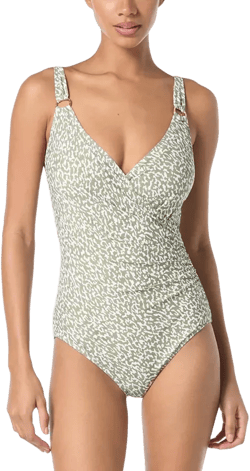 Women's Printed Surplice-Neck One-Piece Swimsuit