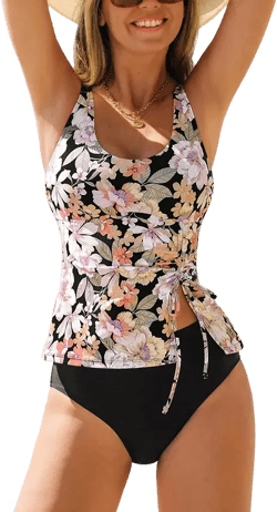 CUPSHE Women's Hawaiian Sunset Floral Tankini Set
