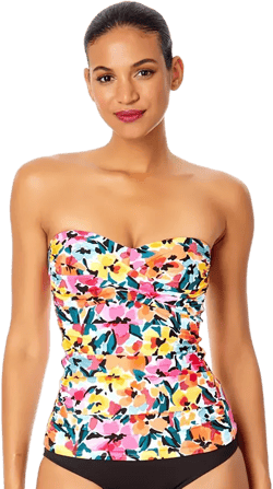 Anne Cole Women's Twist-Front Shirred Bandeau Tankini Top
