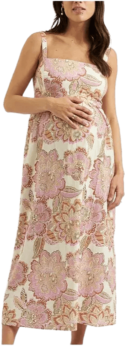 Maternity Ripe Hope Tie Back Linen Dress