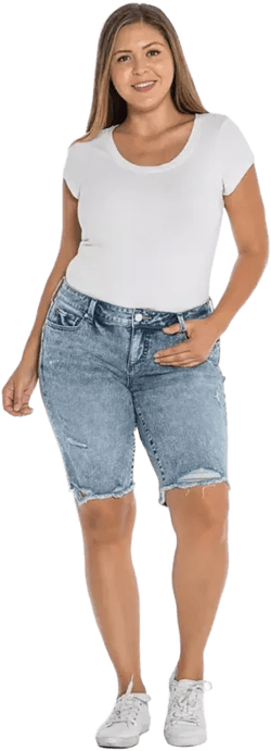 Plus Size Frayed Hem Bermuda Shorts