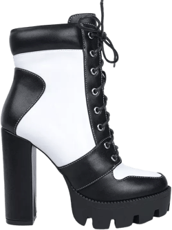 moos block heel lace up boots