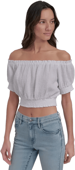Women's Cotton Gauze Off-The-Shoulder Top