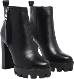 MISTRESS High Block Heeled Chunky Leather Boot in Beige