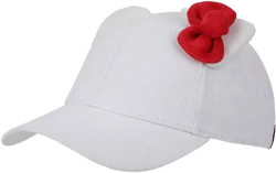 3D Bow & Ears Women's White Traditional Adjustable Hat