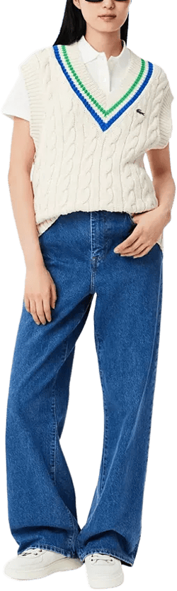 Women's Varsity Cable-Knit Sweater Vest