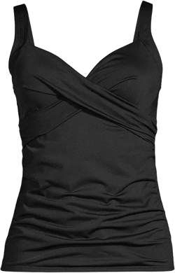 Lands' End Women's DD-Cup V-Neck Wrap Underwire Tankini Swimsuit Top Adjustable Straps