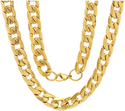 Men's 18k gold Plated Stainless Steel Accented 6mm Cuban Chain 24" Necklaces