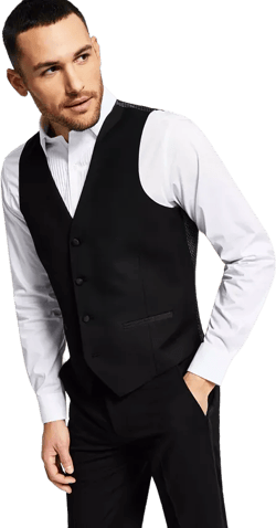 Men's Classic-Fit Stretch Black Tuxedo Vest, Created for Macy's