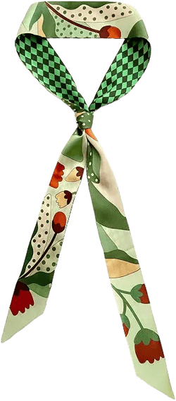 Jessie Zhao New York Silk Skinny Scarf of Green Wonderland