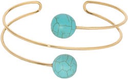 Turquoise Bead 18k Gold Plated Wire Cuff Bracelet