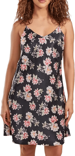 Women's Cyrus Ultra Soft Floral Satin Chemise in Bias Cut Silhouette