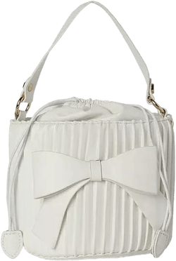 Women's Gathered White Bucket Bag