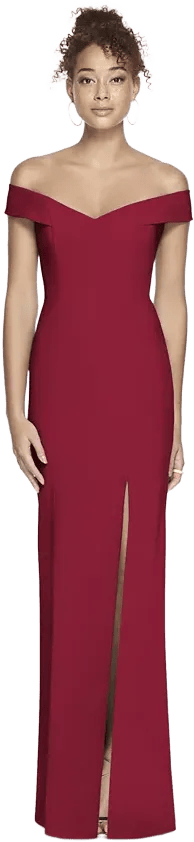 Womens Off-the-Shoulder Criss Cross Back Trumpet Gown