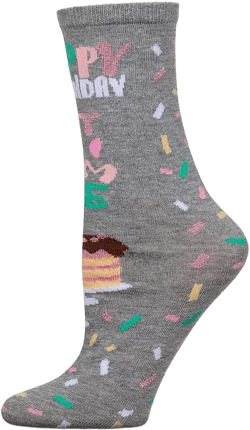 Happy Birthday Cake Time Greeting Card Crew Socks