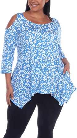 Plus Size Leopard Cold Shoulder Tunic Top