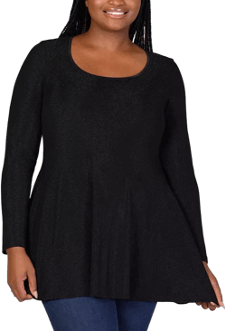 Plus Size Scoop Neck Shimmery Tunic Top