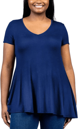 Plus Size Short Sleeve V-Neck Tunic Top