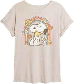 Trendy Juniors Peanuts Floral Graphic Oversized Tee