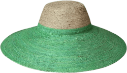 Riri Duo Jute Handwoven Straw Hat In Natural & Kelly Green