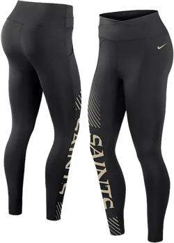 Women's Black New Orleans Saints Yard Line Crossover Leggings