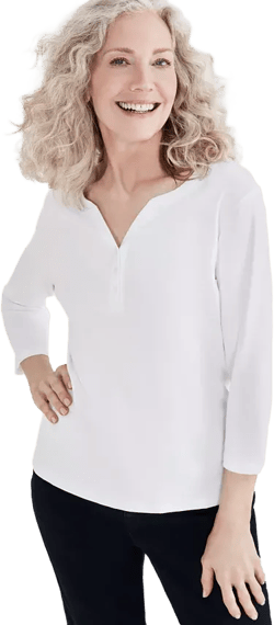 Women's Cotton 3/4-Sleeve Henley Tee, Created for Macy's