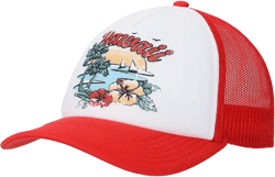 Hawaii Coast White & Red Foam Trucker Hat
