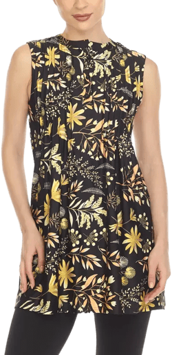 Women's Floral Sleeveless Tunic Top