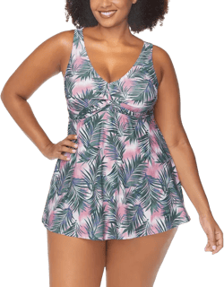 Trendy Plus Size Lucia Printed Twist-Front Swimdress