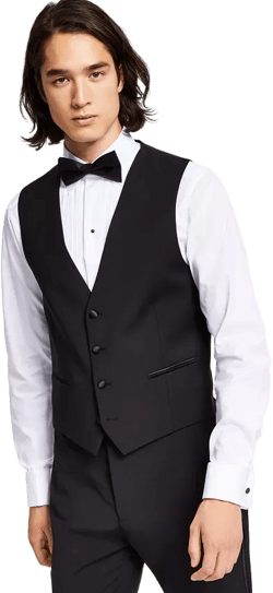 Men's Slim-Fit Infinite Stretch Black Tuxedo Vest - CLOSE OUT!
