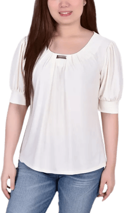 Petite Short Sleeve Balloon Sleeve Top
