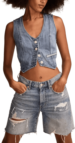 Women's Liquid Cropped Denim Vest