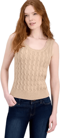 Women's Cotton Cable-Knit Sweater Tank Top